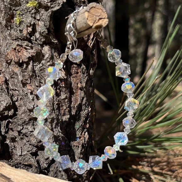 Crystal Bracelet with Extender Silver Clasp Vintage Handmade - Picture 3 of 4